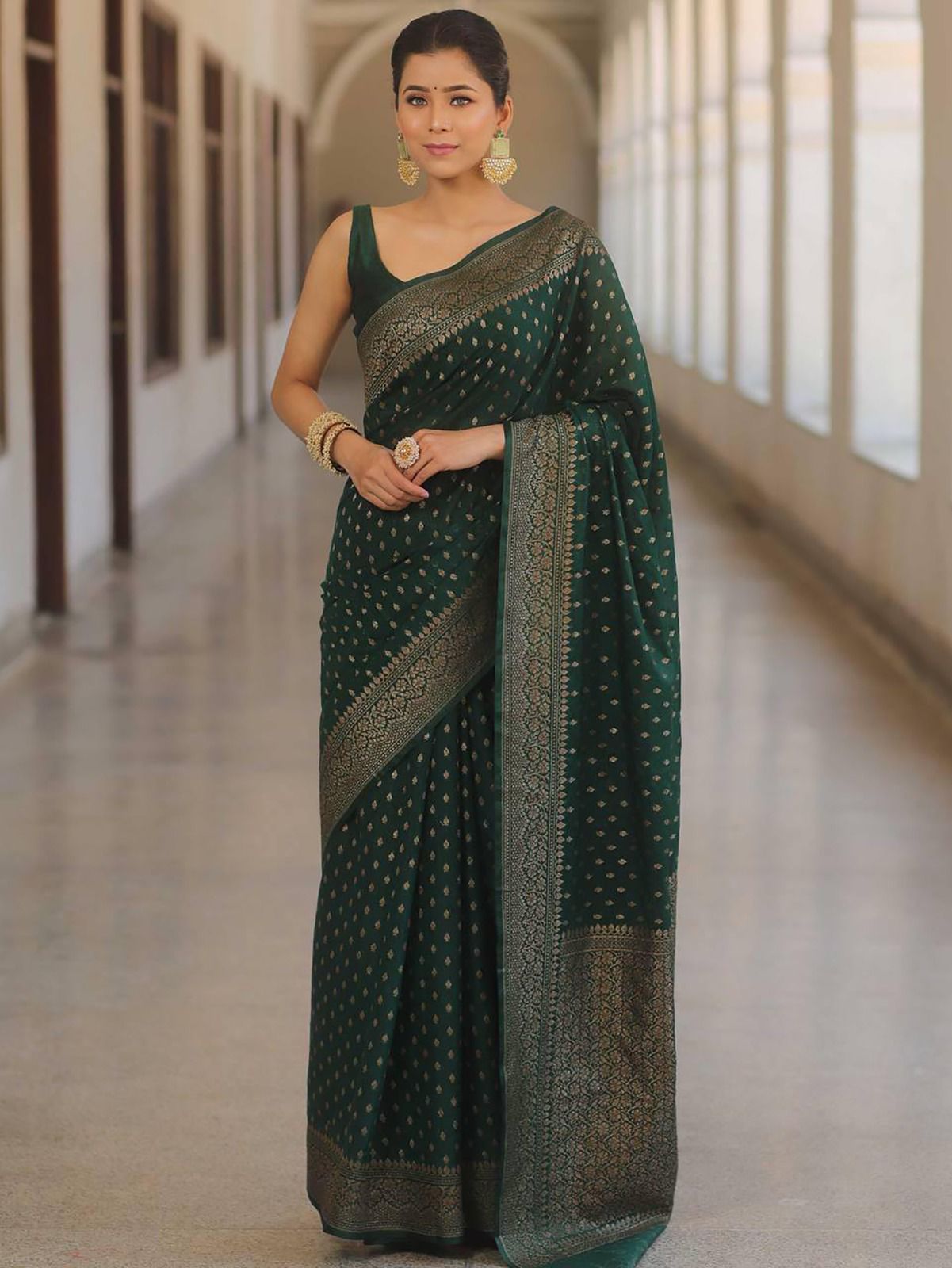 Lichi silk Saree with Unstitched Blouse