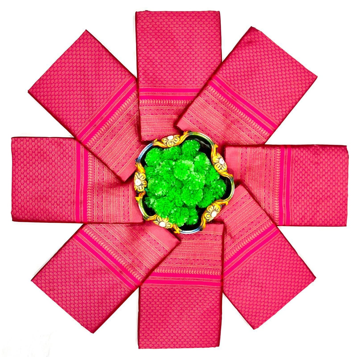 Rani Pink Lichi silk Saree with Unstitched Blouse