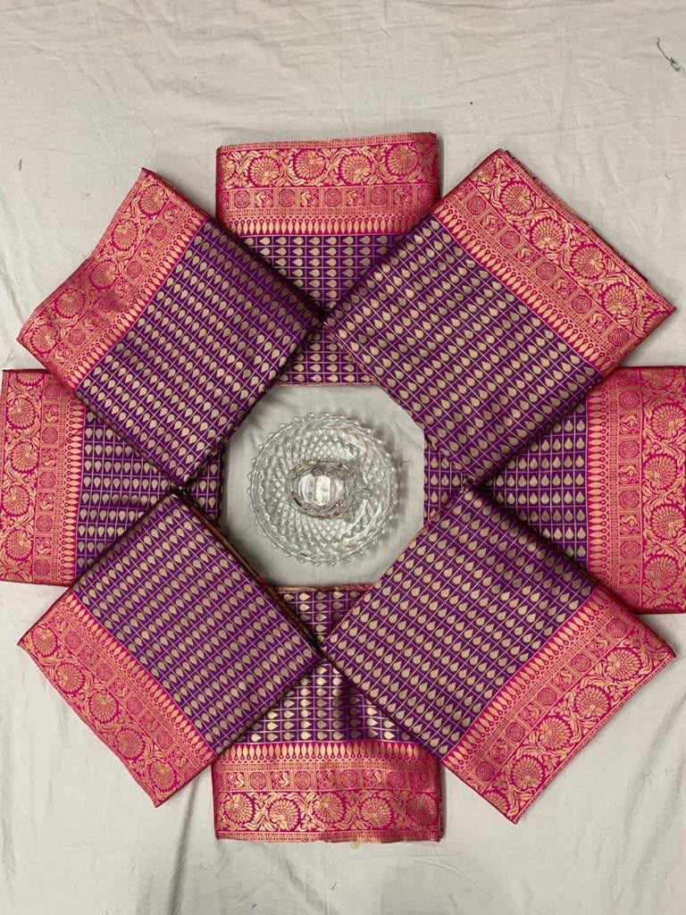Purple color Lichi Silk Traditional Saree with Unstitched Blouse