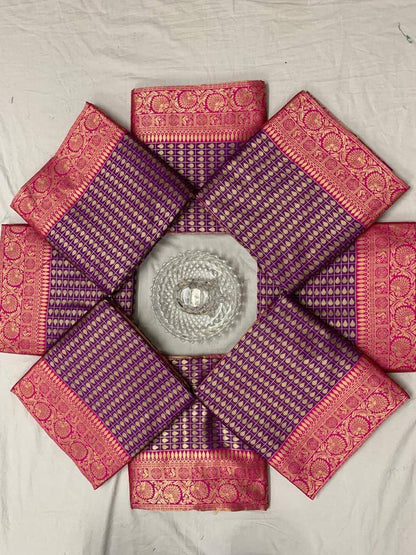 Purple color Lichi Silk Traditional Saree with Unstitched Blouse