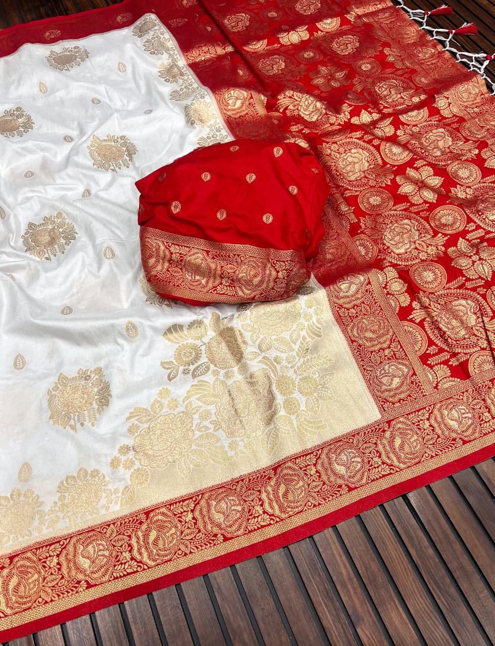 White color Silk Saree