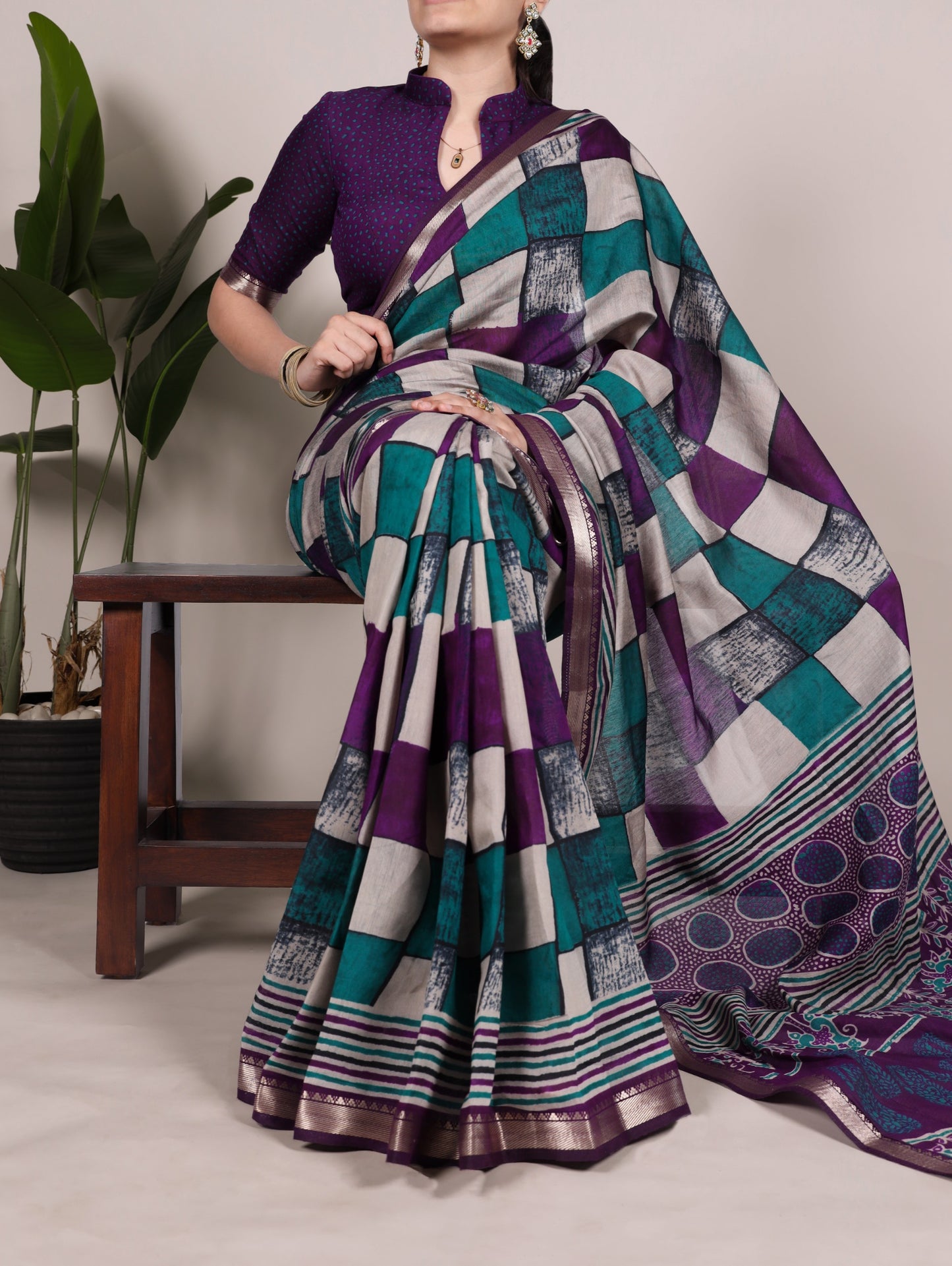 Polyester Viscose Chanderi Print Saree