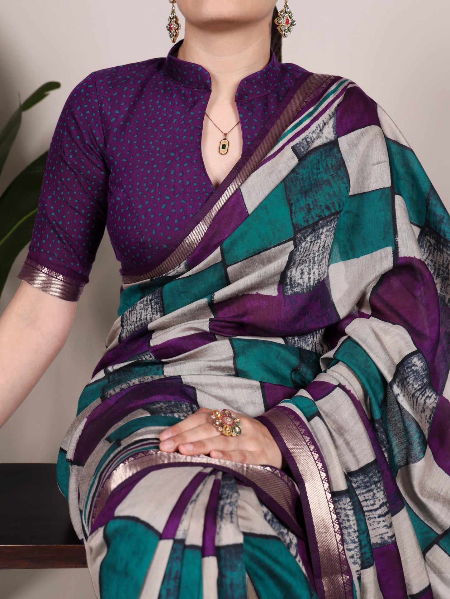Polyester Viscose Chanderi Print Saree