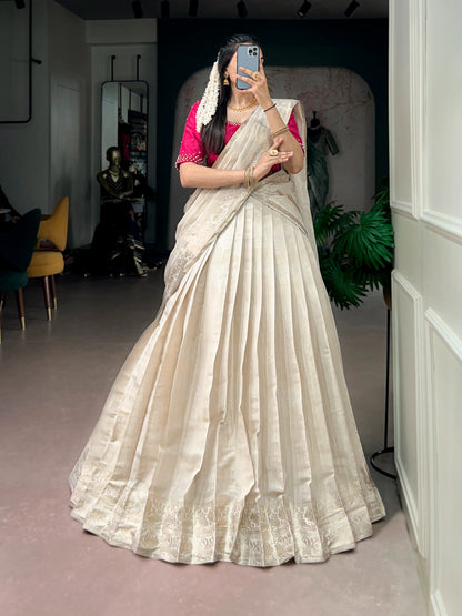 Cream color South Indian Lehenga Choli