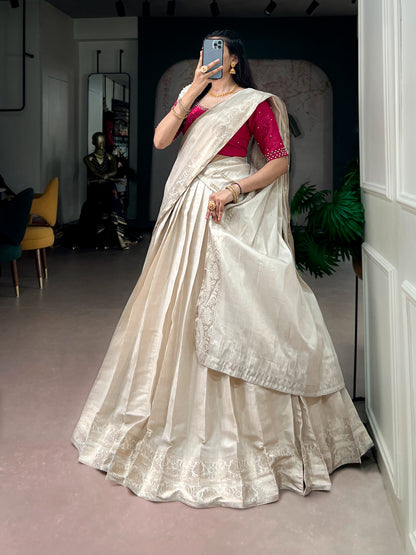 Cream color South Indian Lehenga Choli