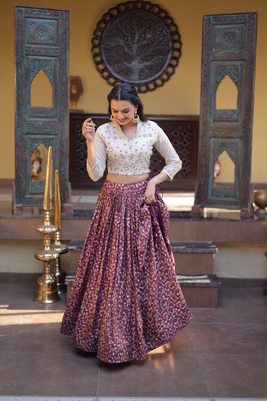 Cosmos Jacquard Indo western Co-ord Set Lehenga Choli
