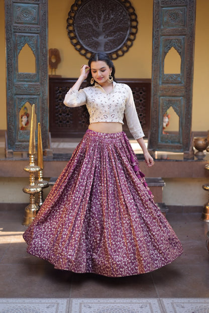 Cosmos Jacquard Indo western Co-ord Set Lehenga Choli