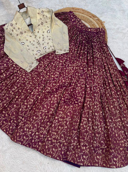Cosmos Jacquard Indo western Co-ord Set Lehenga Choli