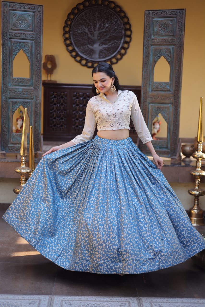 Cosmos Jacquard Indo western Co-ord Set Lehenga Choli