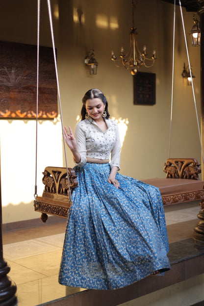 Cosmos Jacquard Indo western Co-ord Set Lehenga Choli