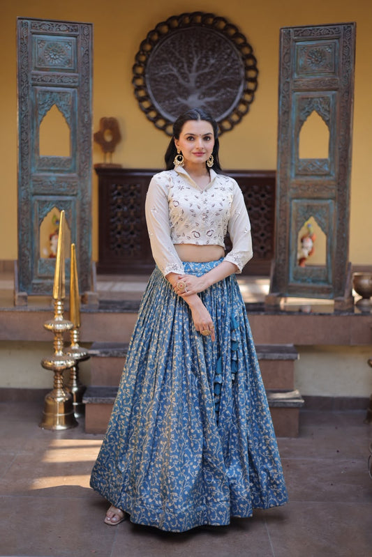 Cosmos Jacquard Indo western Co-ord Set Lehenga Choli