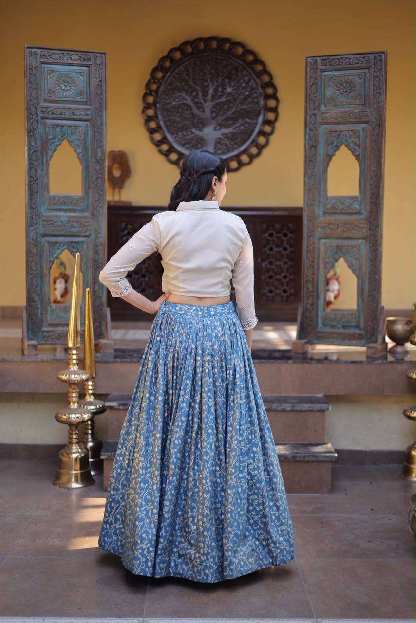 Cosmos Jacquard Indo western Co-ord Set Lehenga Choli