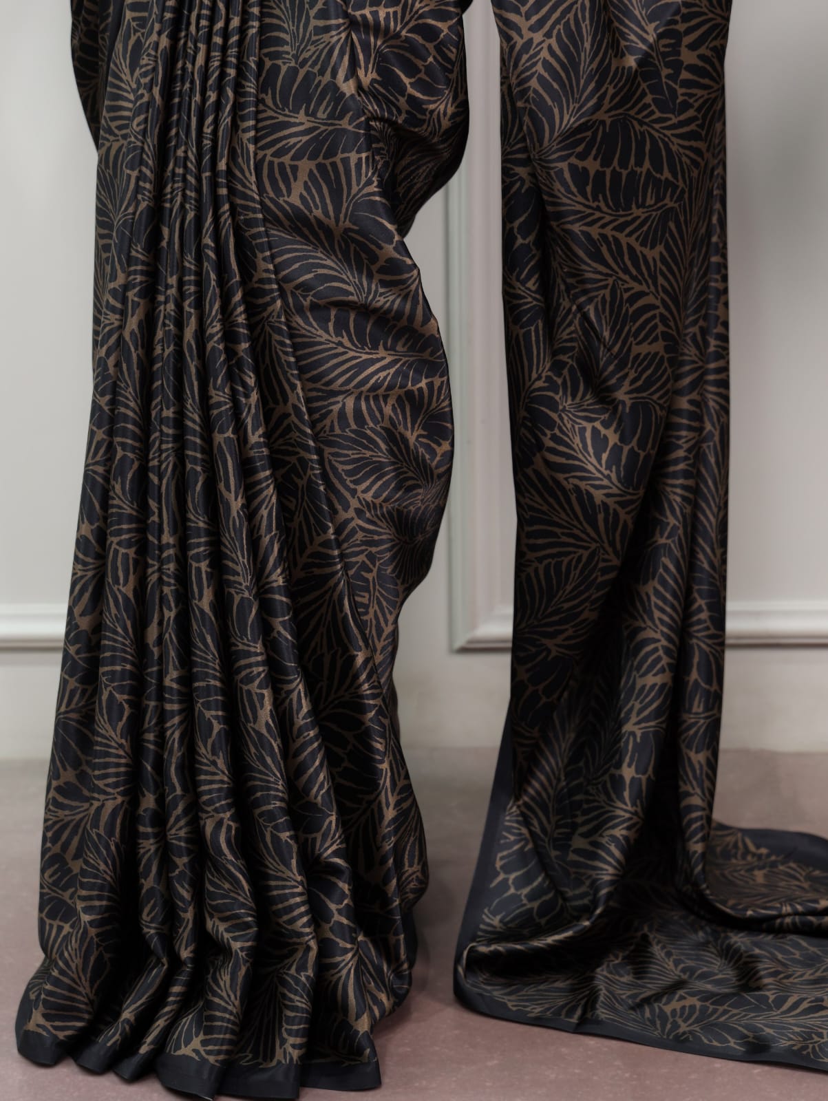 Satin Silk Print Saree with Unstitched Blouse