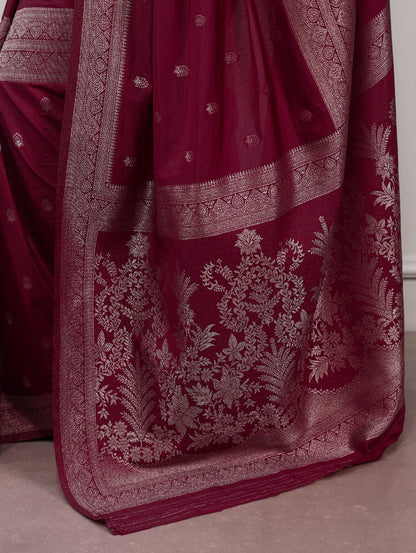 Zari Weaving Traditional Saree with Unstitched Blouse