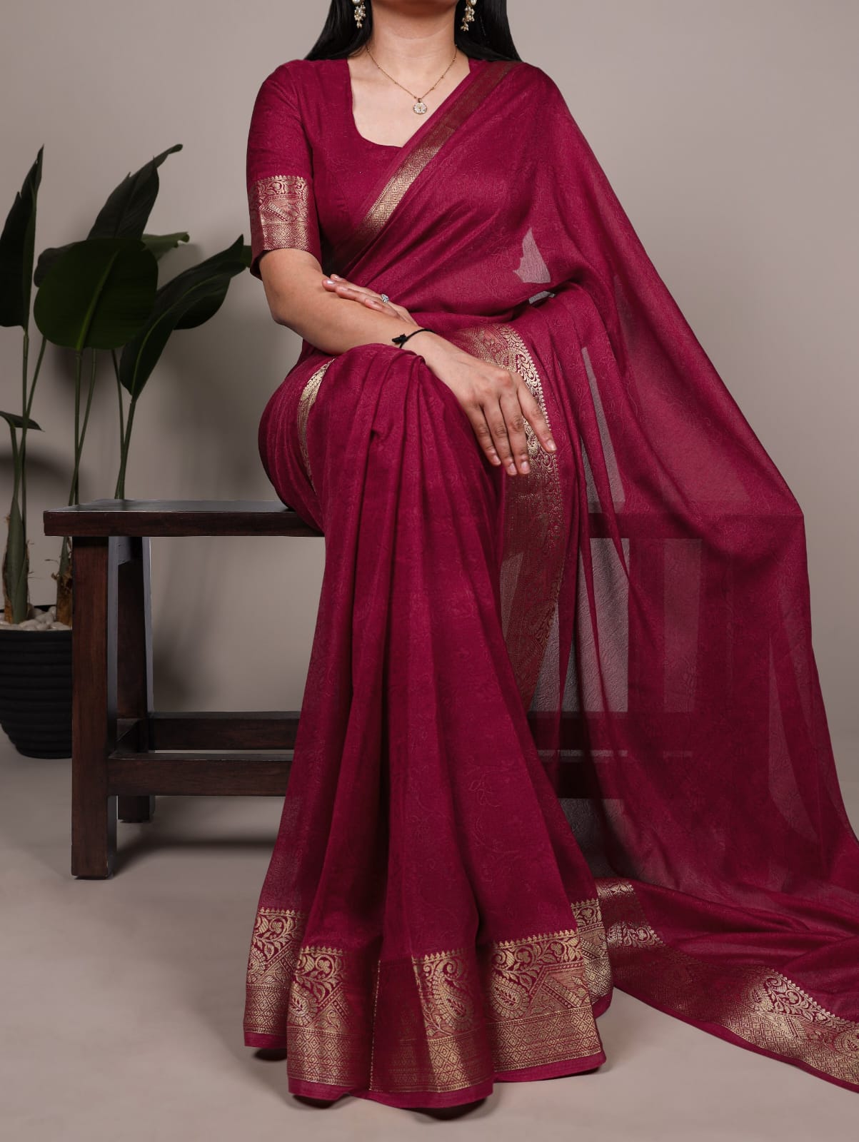 Zari Weaving Mass Mello Saree with Unstitched Blouse