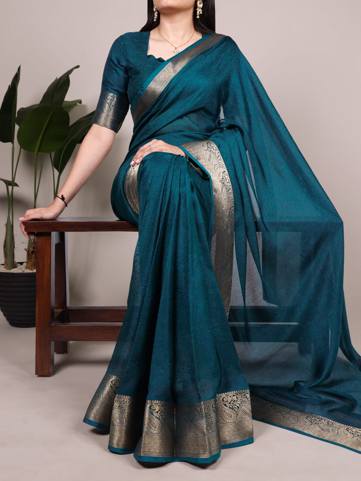 Zari Weaving Mass Mello Saree with Unstitched Blouse