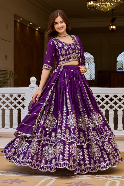 Purple color Pure Vichitra Bridesmaid Lehenga Choli
