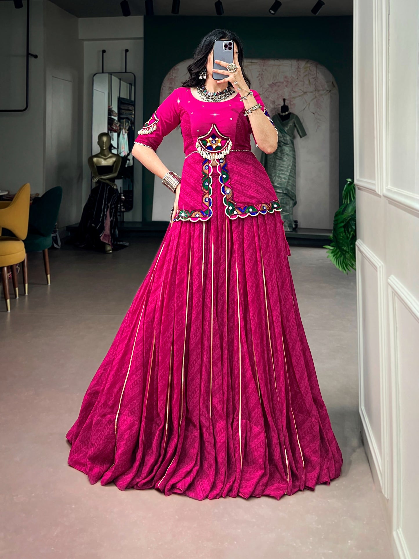 Pink color Georgette Navratri Co-ord Set Lehenga Choli