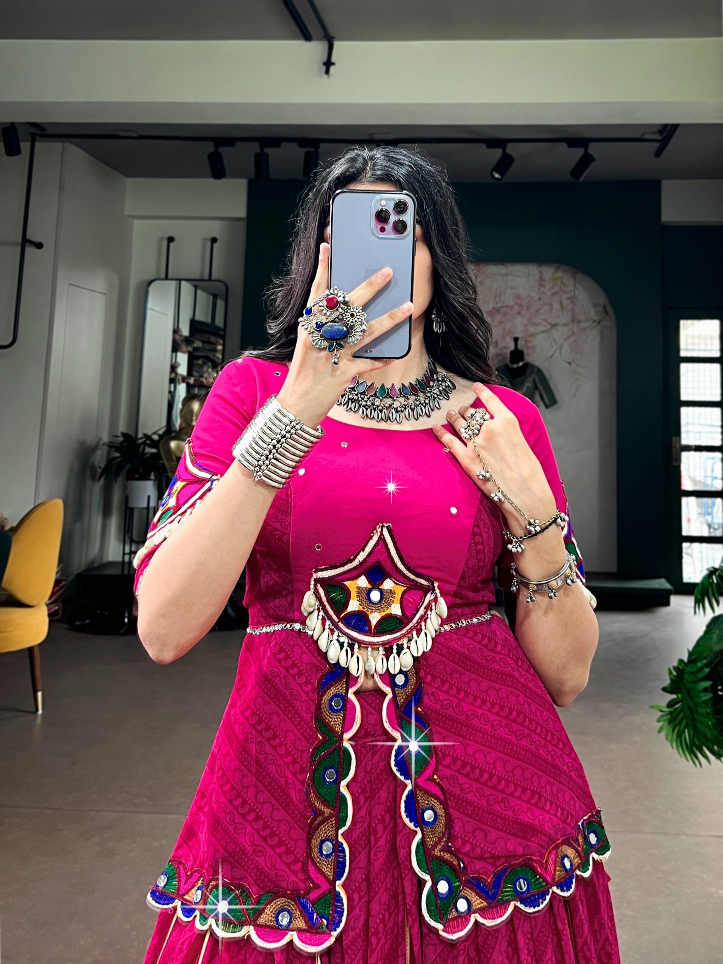 Pink color Georgette Navratri Co-ord Set Lehenga Choli