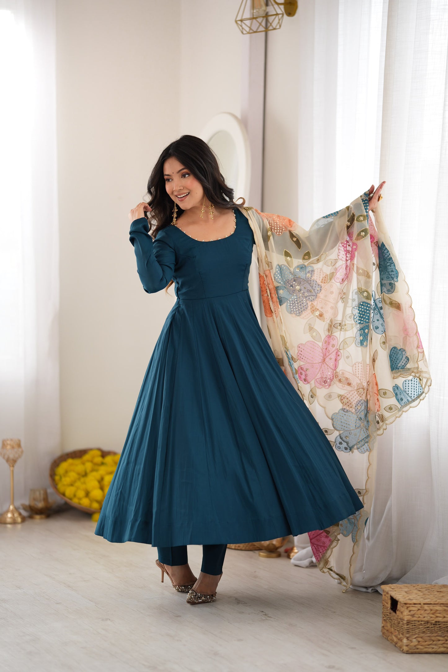 Blue color Designer Party Wear Anarkali Gown