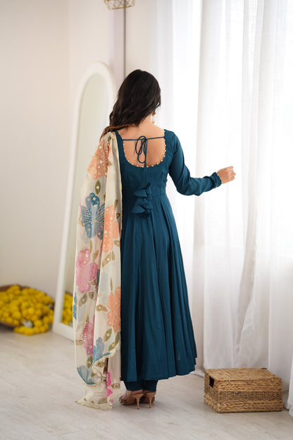 Blue color Designer Party Wear Anarkali Gown