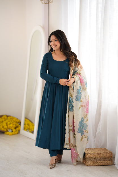 Blue color Designer Party Wear Anarkali Gown