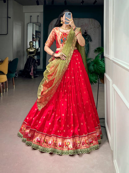 Red color Paithani Lehenga Choli