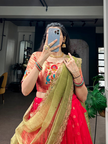 Red color Paithani Lehenga Choli