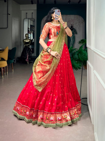 Red color Paithani Lehenga Choli