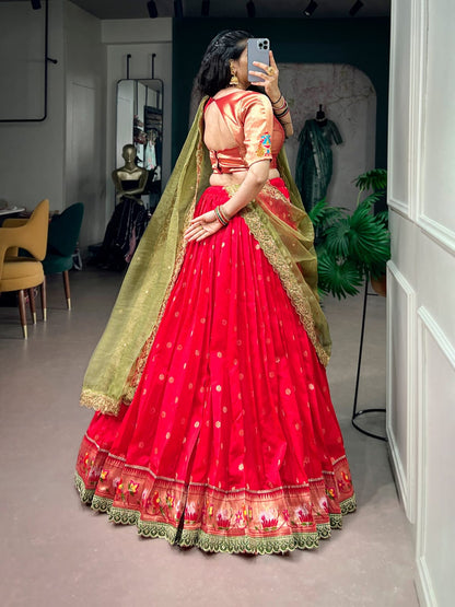 Red color Paithani Lehenga Choli