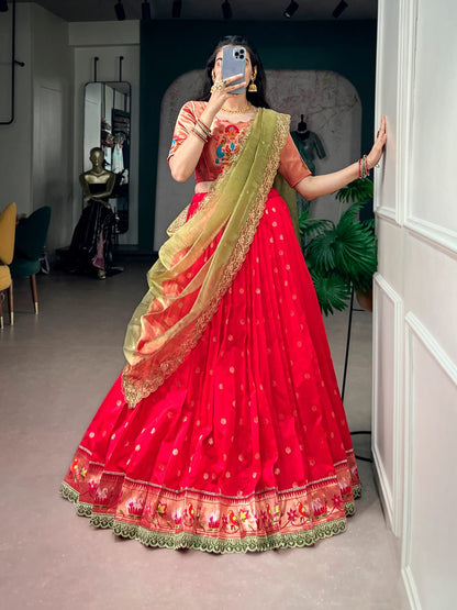 Red color Paithani Lehenga Choli