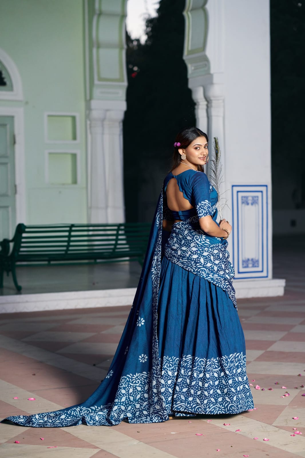 Navy Blue color Janmashtami Lehenga Choli - Gopidress