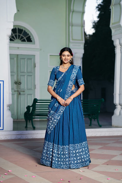 Navy Blue color Janmashtami Lehenga Choli - Gopidress