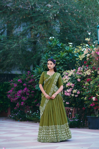 Parrot Green color Janmashtami Lehenga Choli - Gopidress