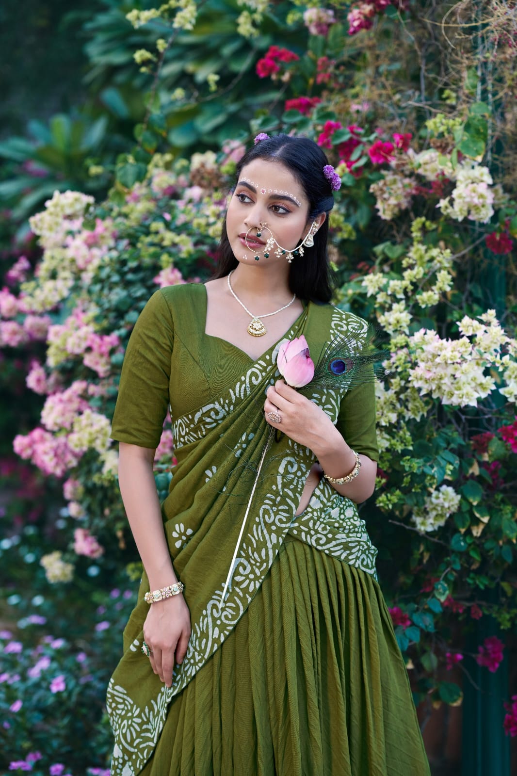 Parrot Green color Janmashtami Lehenga Choli - Gopidress