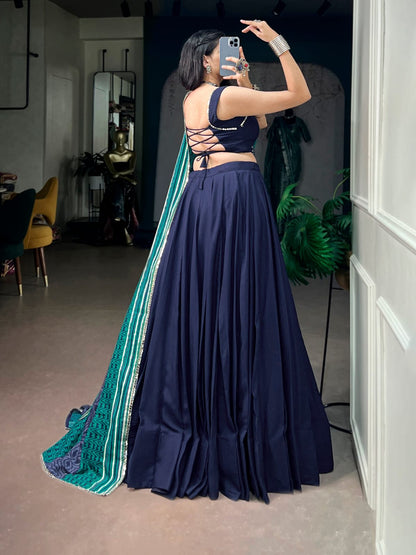 Navy Blue color Rayon Ready to wear Navratri Lehenga Choli with Dupatta