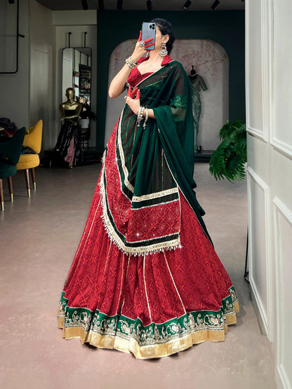 Traditional Bandhej Print Navratri Lehenga Choli with Dupatta
