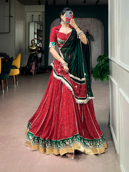 Traditional Bandhej Print Navratri Lehenga Choli with Dupatta