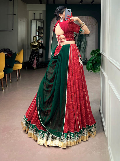 Traditional Bandhej Print Navratri Lehenga Choli with Dupatta