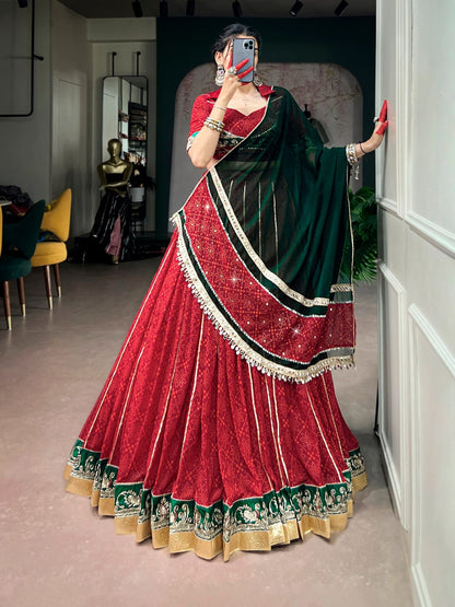 Traditional Bandhej Print Navratri Lehenga Choli with Dupatta