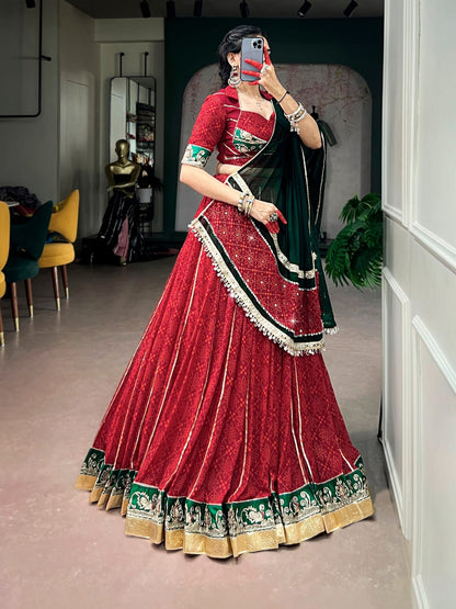 Traditional Bandhej Print Navratri Lehenga Choli with Dupatta