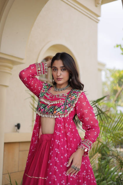 Bandhani Print with Kutchi Patche work Navratri Kurti