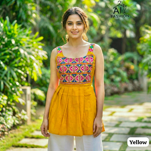 Navratri Special Gamthi Embroidery Work Short Kurti