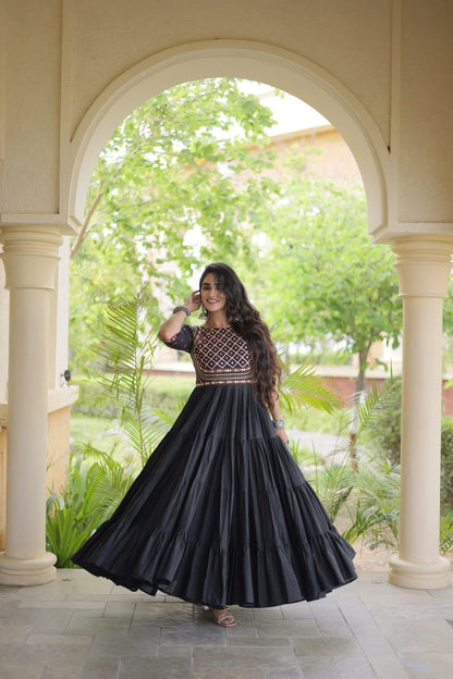 Embroidered Gota Patti and Mirror Work Navratri Anarkali Gown