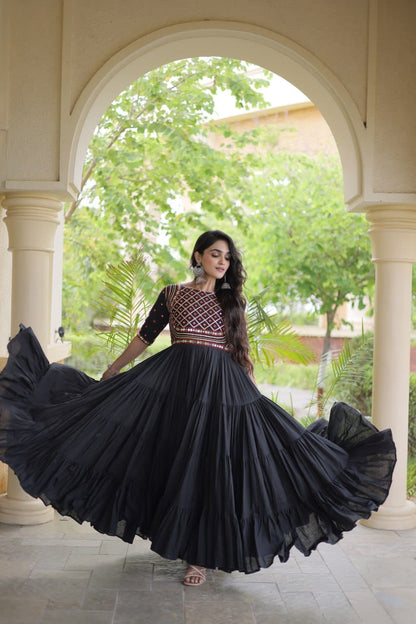 Embroidered Gota Patti and Mirror Work Navratri Anarkali Gown
