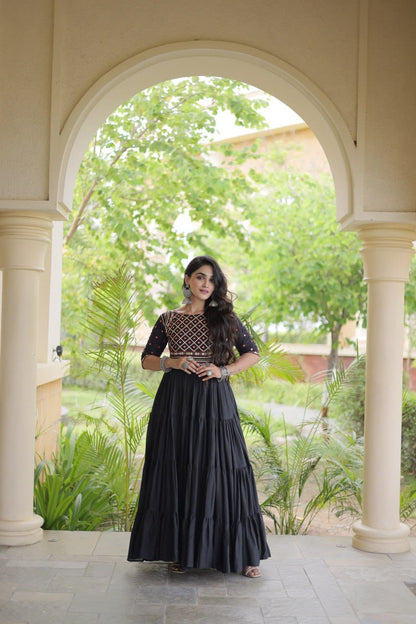 Embroidered Gota Patti and Mirror Work Navratri Anarkali Gown