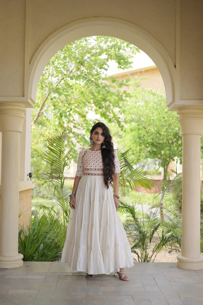 Embroidered Gota Patti and Mirror Work Navratri Anarkali Gown
