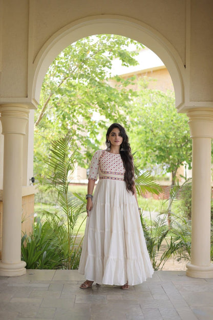 Embroidered Gota Patti and Mirror Work Navratri Anarkali Gown