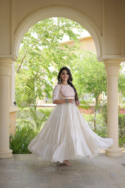 Embroidered Gota Patti and Mirror Work Navratri Anarkali Gown