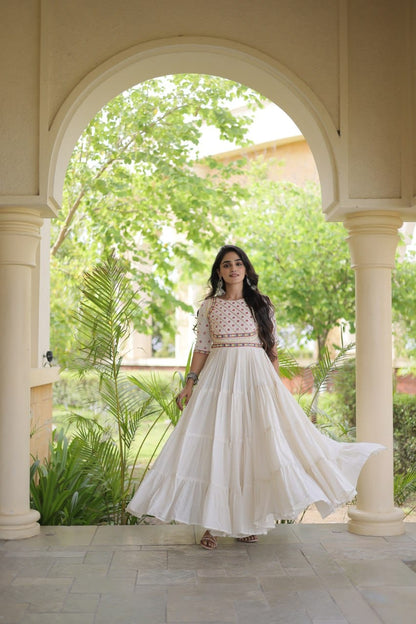 Embroidered Gota Patti and Mirror Work Navratri Anarkali Gown